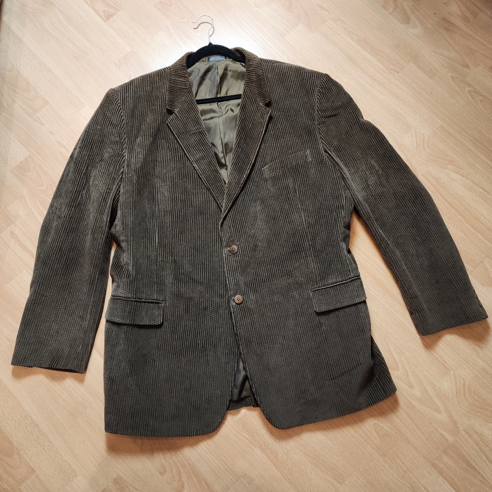 Zagato Brown Green Corduroy Blazer Jacket Men's Size 50L 50‎ Long
